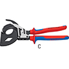 N35399: Tagliacavi a cremagliera per cavi di rame e alluminio; KNIPEX