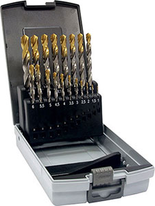 A01012: Serie di punte codolo cilindrico in acciaio HSS rivestite TiN DIN 338; TKN