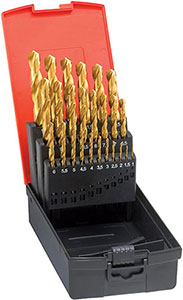 A01155: Serie di punte codolo cilindrico in acciaio HSS rivestite TiN DIN 338; FORMAT