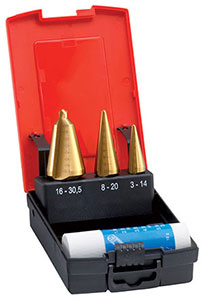 A01910: Assortimento di punte per forare e allargare in acciaio HSS rivestite TiN; FORMAT