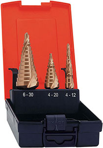 A01932: Assortimento di punte a gradino per forare e allargare in acciaio HSS rivestite TiN; FORMAT
