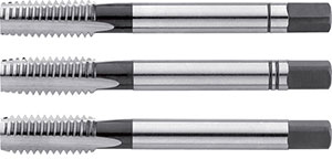 A05612: Serie di maschi a mano in acciaio HSS passo grosso DIN 352 sinistri; FORMAT