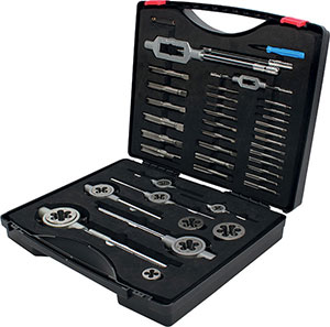 A05647: Assortimento di maschi a mano e filiere in acciaio HSS filettatura UNC; FORMAT