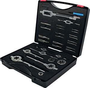 A05650: Assortimento di maschi a mano e filiere in acciaio HSS filettatura UNF; FORMAT