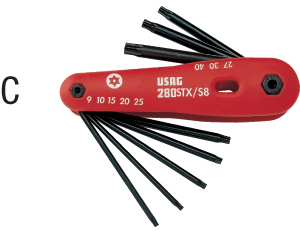 N20271: Serie di chiavi maschio piegate per viti con impronta Torx® Tamper Resistant; USAG