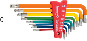 N20889: Serie di chiavi maschio piegate a testa sferica per viti con impronta Torx®; FORMAT
