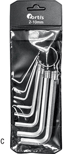 N20917: Serie di chiavi maschio esagonale piegate; FORTIS