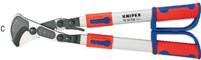 N35394: Tagliacavi con manici tubolari lunghi per cavi di rame e alluminio; KNIPEX