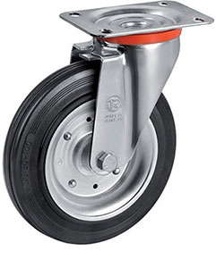 P30745: Ruote in gomma nera con dischi in lamiera; TELLURE ROTA