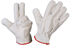 S10250: Guanti fiore bovina bianco bordato; NO LABEL