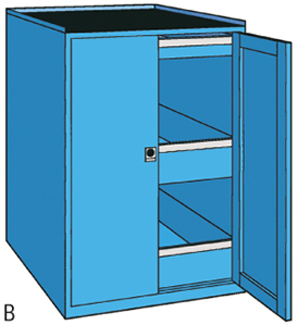 V05500: Armadi con ante battenti e cassetti; TKN_MAG-LINE