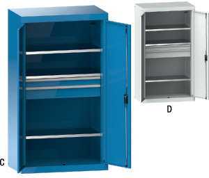 V06060: Armadi per merci pesanti con ante battenti, ripiani e cassetti; LISTA