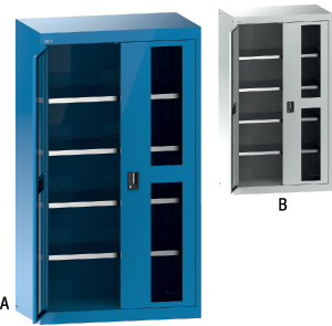 V06070: Armadi per merci pesanti con ante battenti e riquadri trasparenti, ripiani e cassetti; LISTA
