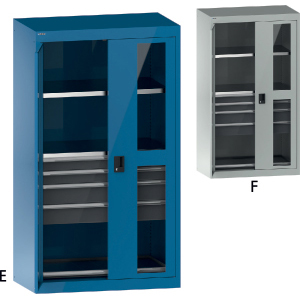 V06080: Armadi per merci pesanti con ante battenti e riquadri trasparenti, ripiani e cassetti; LISTA