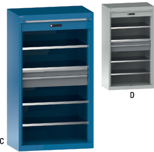 V06090: Armadi per merci pesanti con tapparella, ripiani e cassetti; LISTA